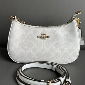 Coach White Crossbody Bag with Gold Details